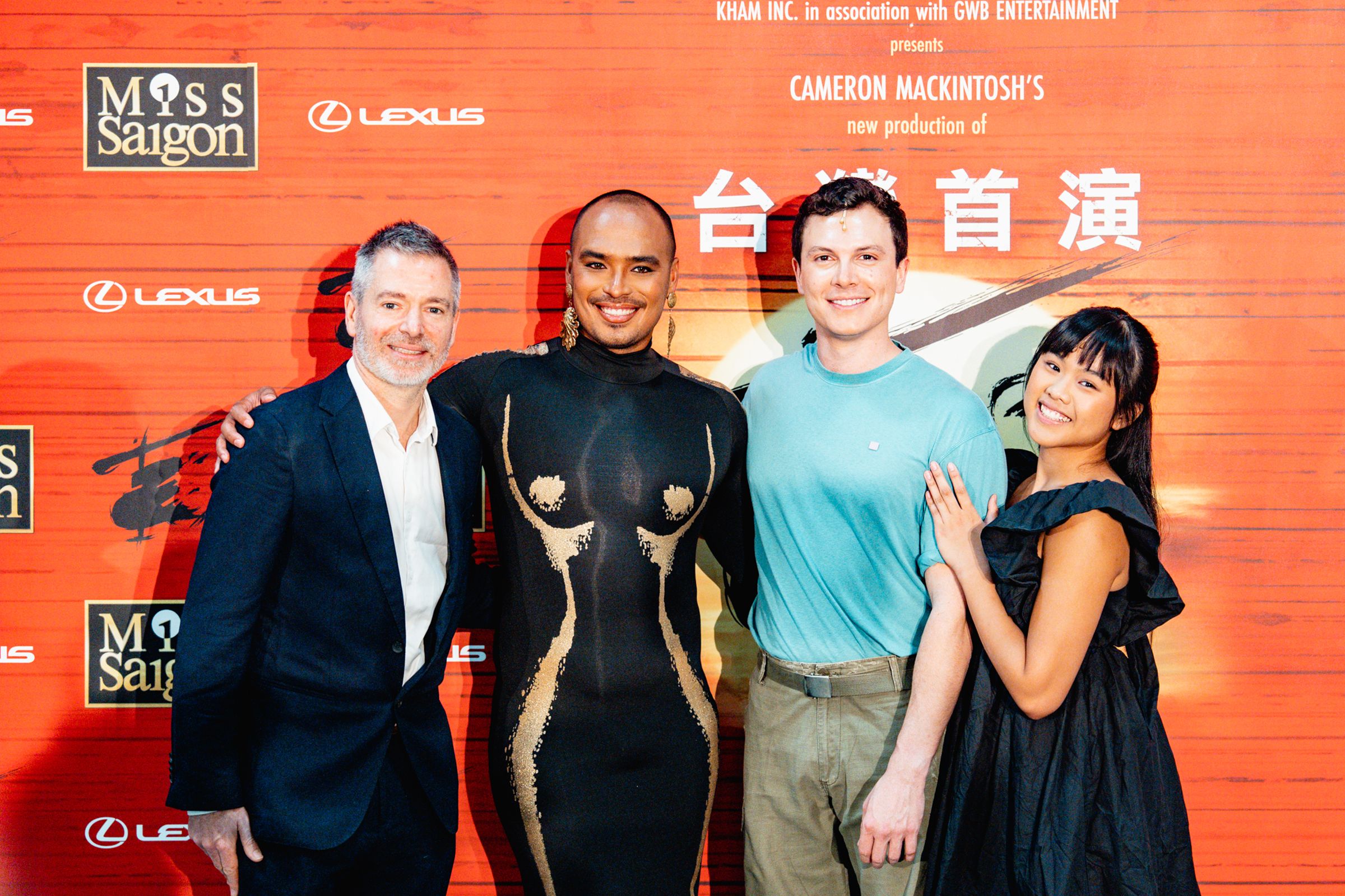 《西貢小姐》製作人Torben Brookman、工程師Seann、男主角NIGEL、女主角ABIGAIL接受媒體聯訪。(寬宏藝術提供)