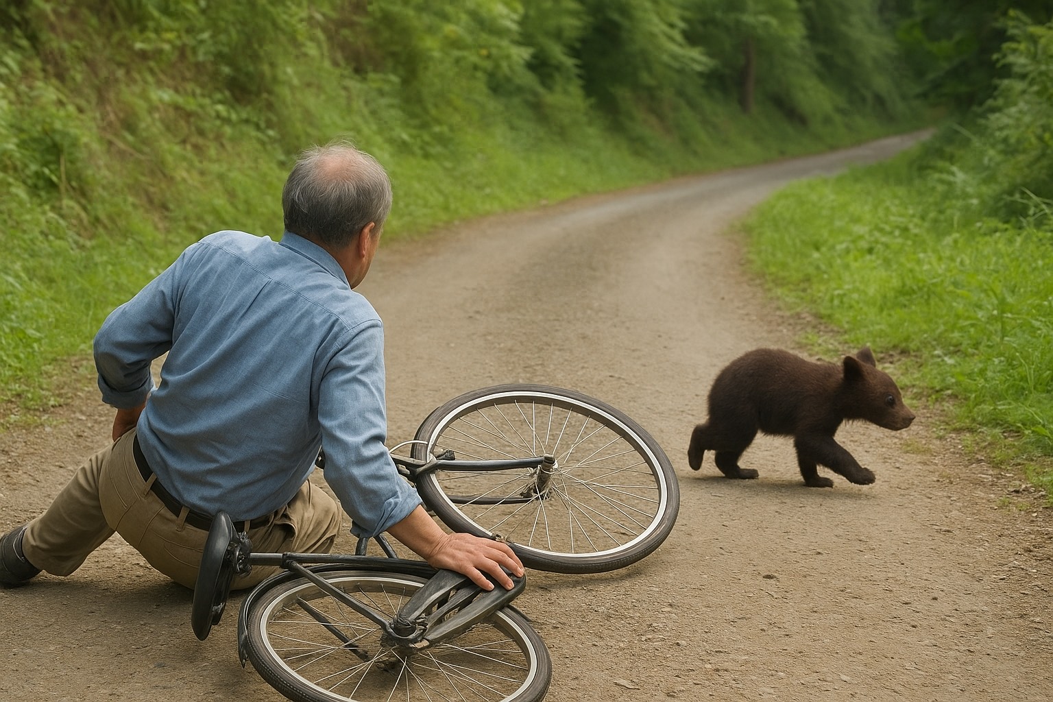 仙台今發生有民眾騎車撞到小熊受傷的事故。（示意圖，ChatGPT生成）