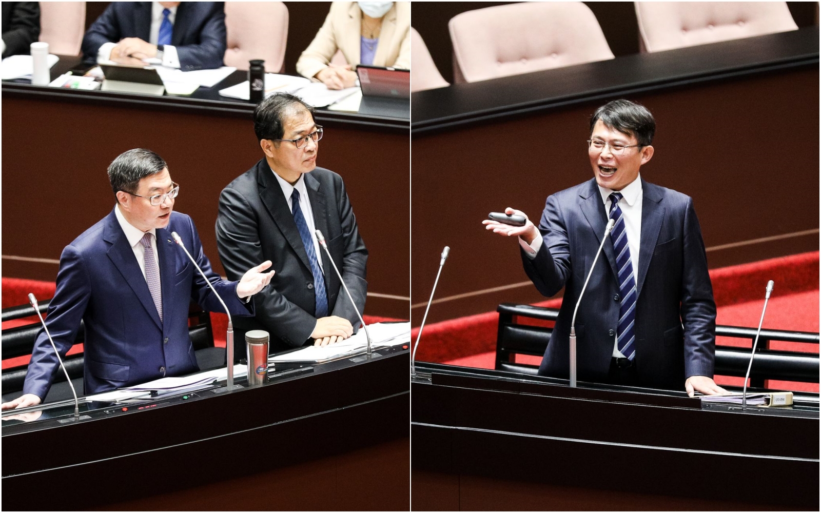 黃國昌質詢時卓榮泰試圖解釋，遭黃批不要插嘴。