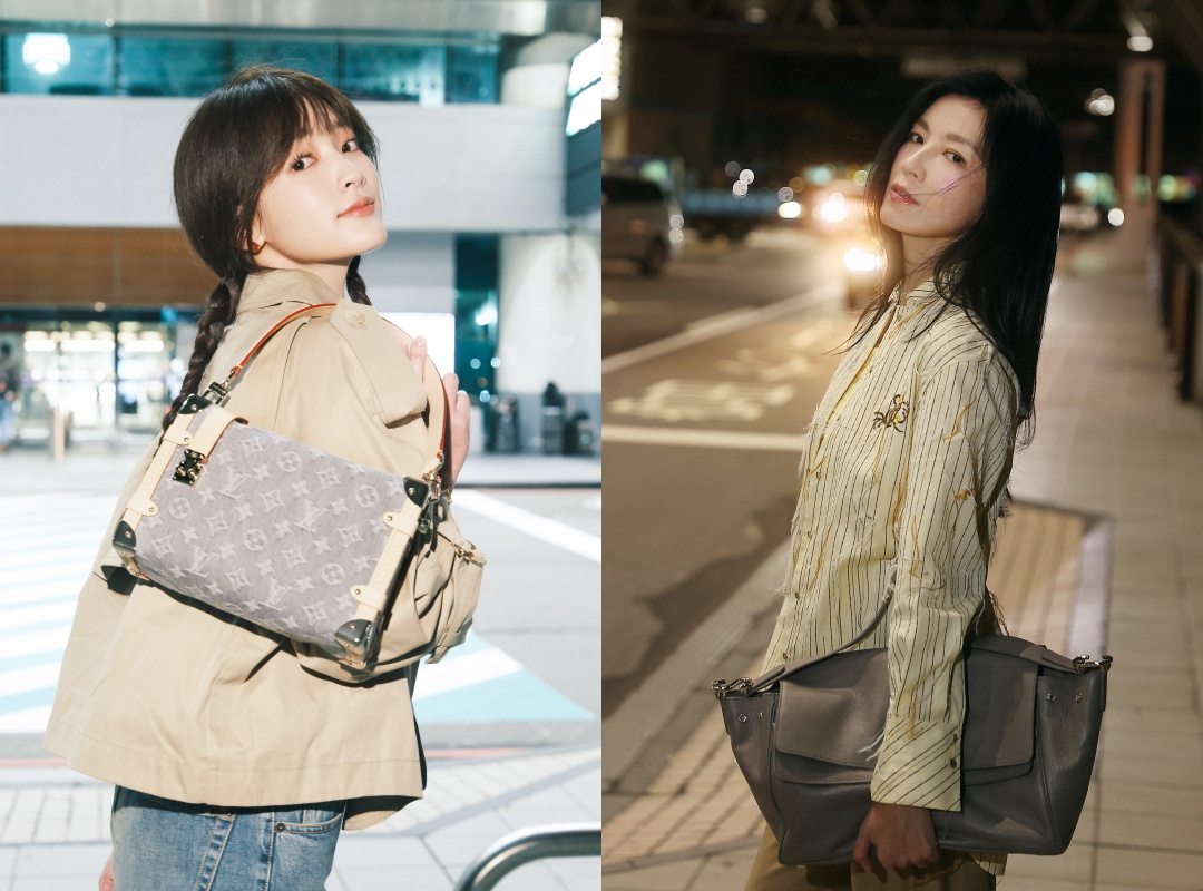（左起）LOUIS VUITTON品牌大使王淨、SHIATZY CHEN嘉賓林熙蕾出發至巴黎時裝周的機場穿搭。