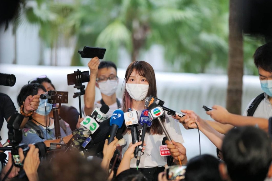 周庭因參與反送中運動，2020年8月被拘捕。（翻攝自周庭Instagram）