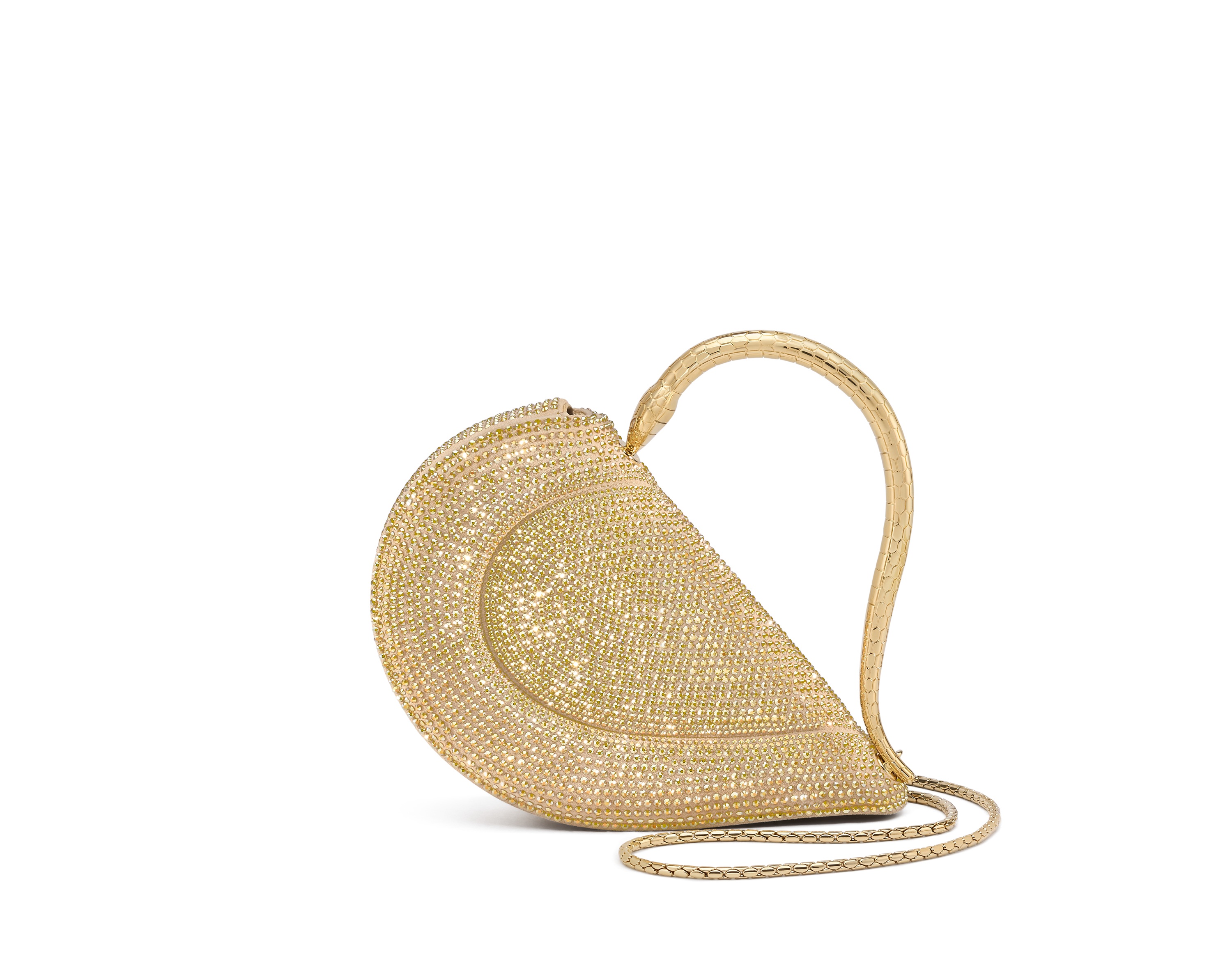 Serpenti Cuore 1968金色水晶提包，價格店洽。（寶格麗提供）