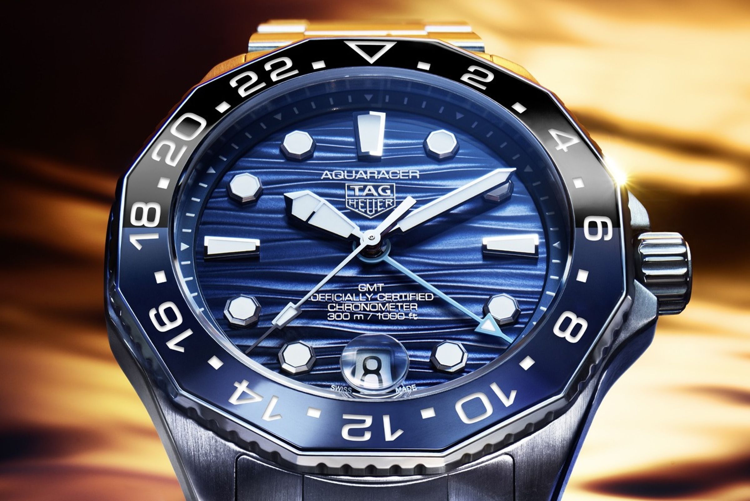 TAG Heuer Aquaracer（競潛）腕錶 Professional 300 GMT腕錶，採「辦公室型 GMT」設計，定價：NT$155.000