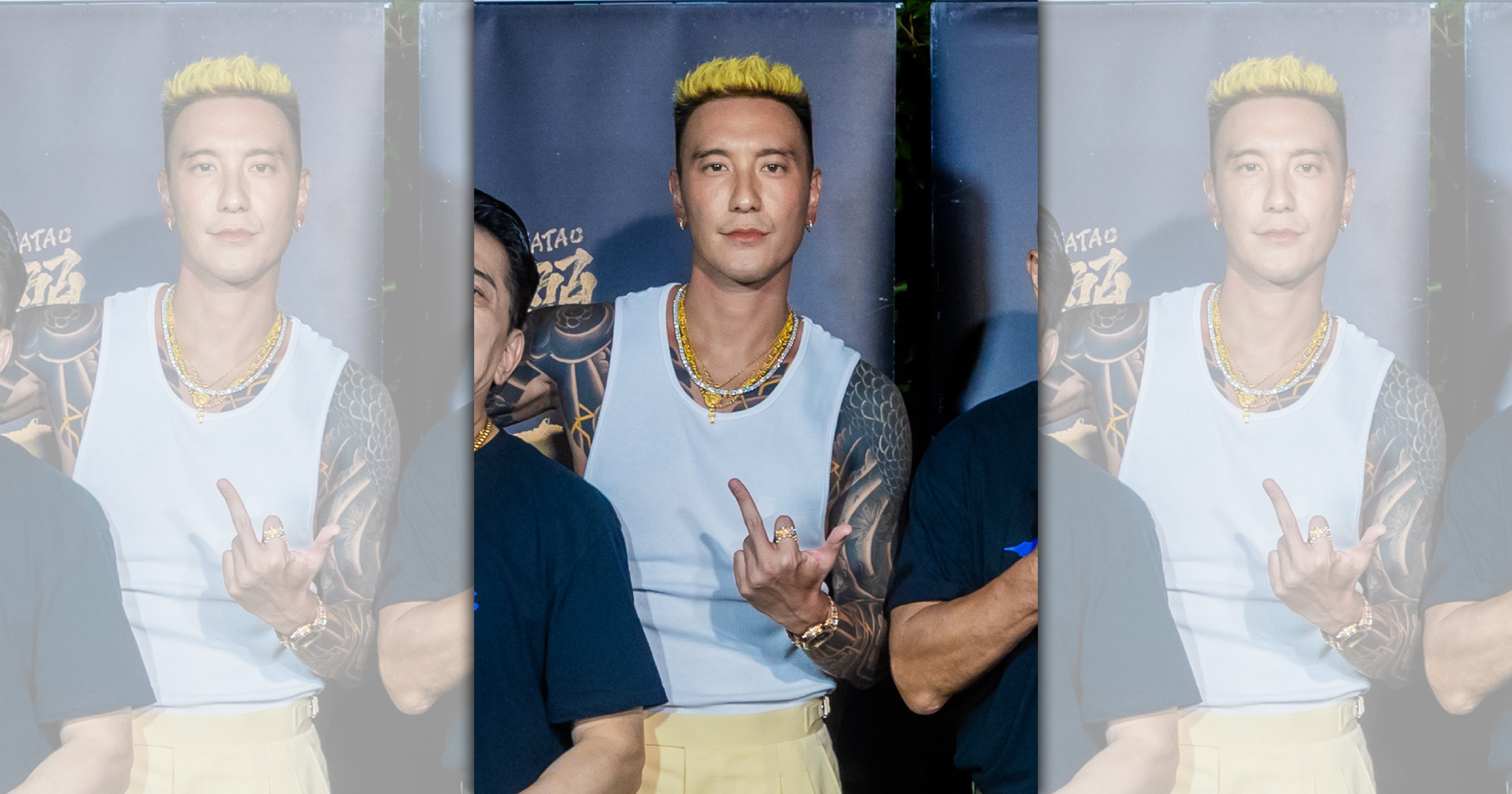 王陽明攜妻欣賞電影首映，蔡詩芸觀後心得竟是「很想跟Michael哥上床」，撩得飾演Michael哥的王陽明超興奮。（曼尼娛樂提供）