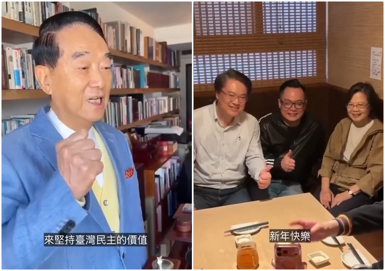 童子瑋昨與前總統蔡英文、前基隆市長林右昌一起共進午餐，童子瑋還促成跟親民黨主席宋楚瑜的視訊通話。（童子瑋辦公室提供）