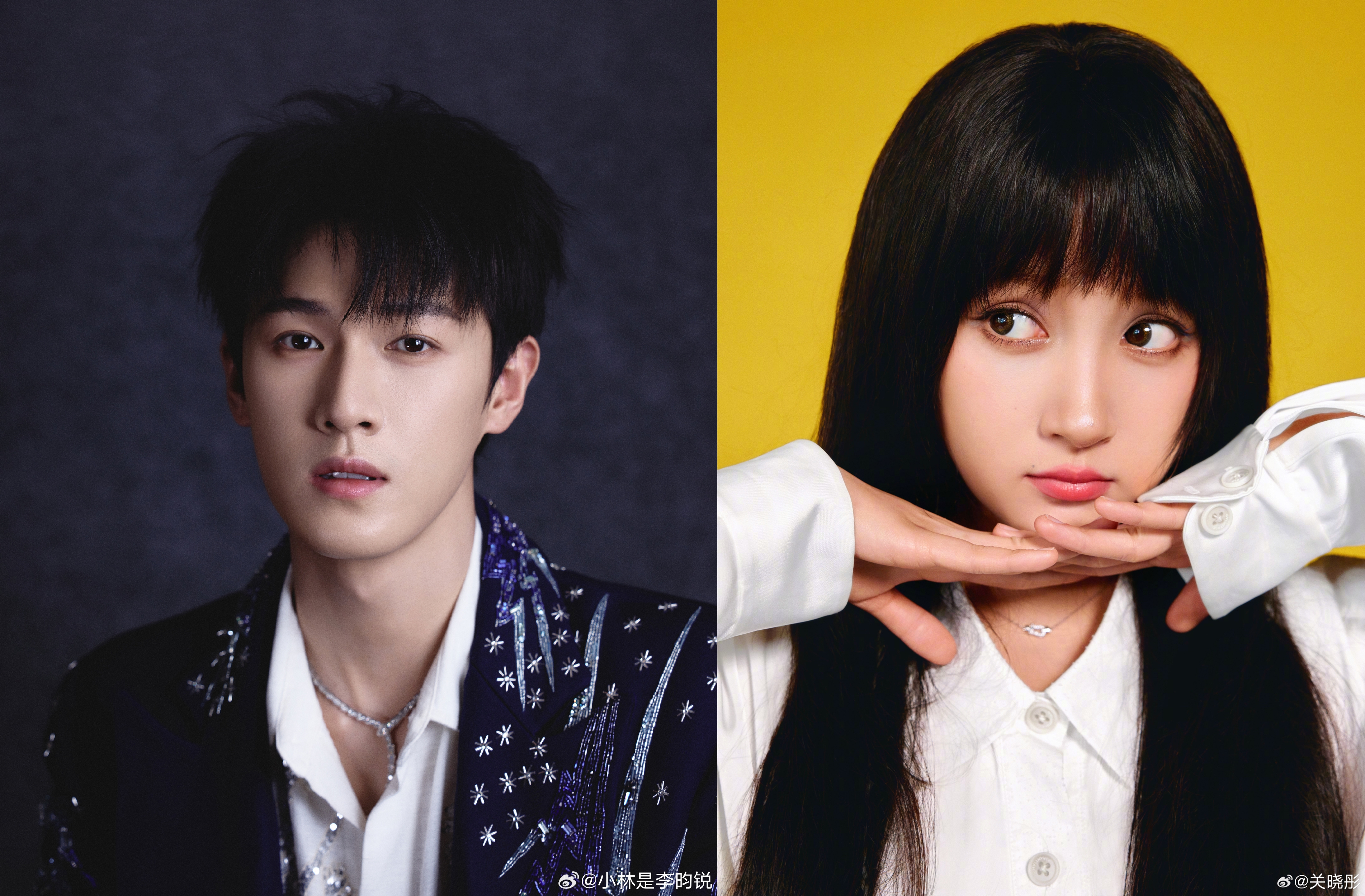 李昀銳爆紅後新劇在開機前夕突傳關曉彤卡位搶下女主角，原傳的孫珍妮痛失角色。（翻攝李昀銳／關曉彤微博）