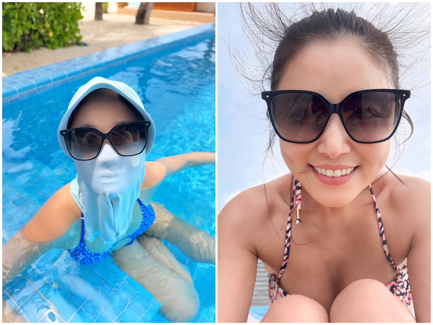 林心如搞笑分享防曬無死角面罩畫面。（翻攝自林心如臉書）