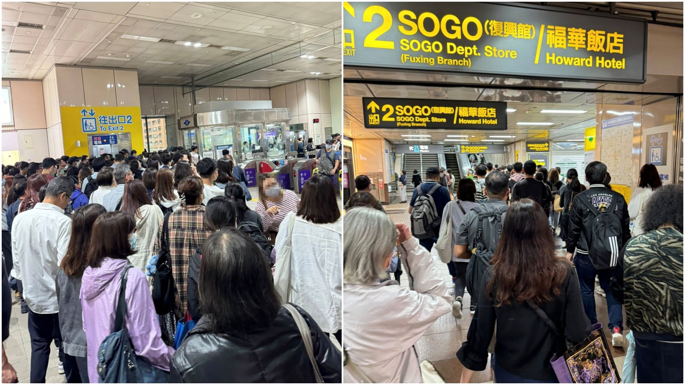 北捷文湖線又爆異常,上班族塞在車站。(翻攝爆料公社臉書)