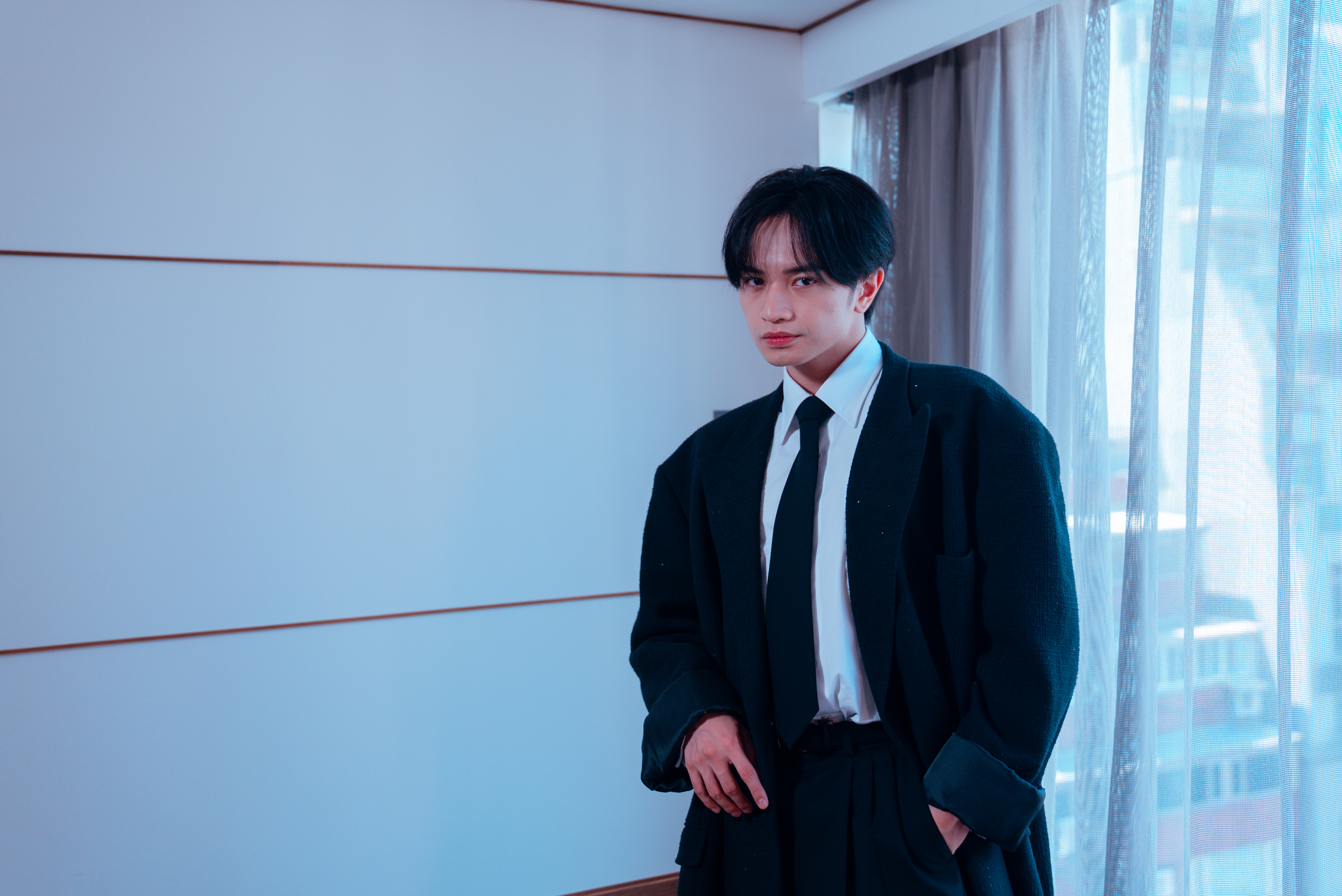 中島健人早上9點就接受台灣媒體訪問，帥氣臉蛋與機智談吐贏得全場讚賞。（大鴻藝術BIG ART提供）