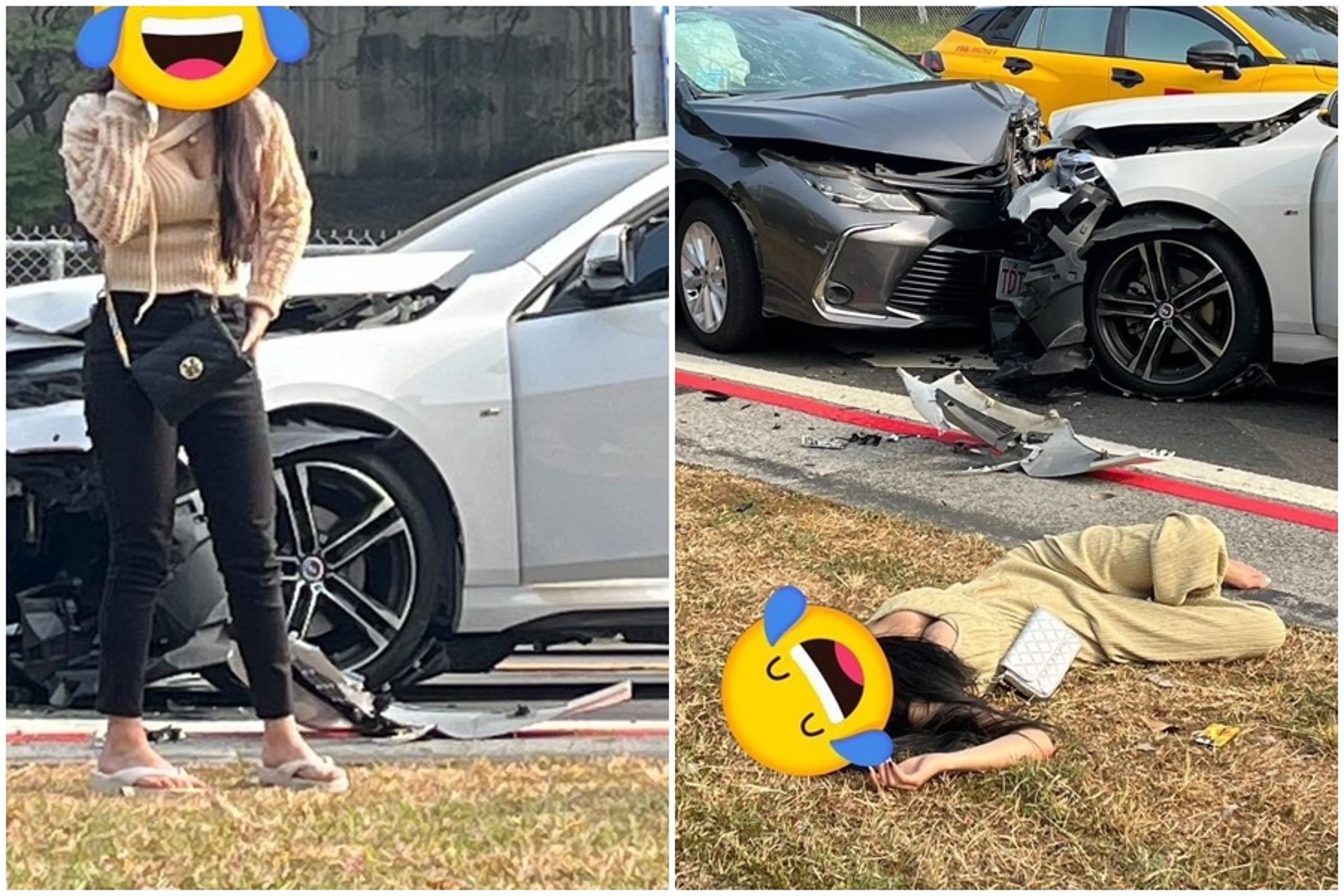 2正妹發生車禍,引發網友關注。(翻攝自重機車友 ❘ 各區路況天氣、資訊分享中心臉書)