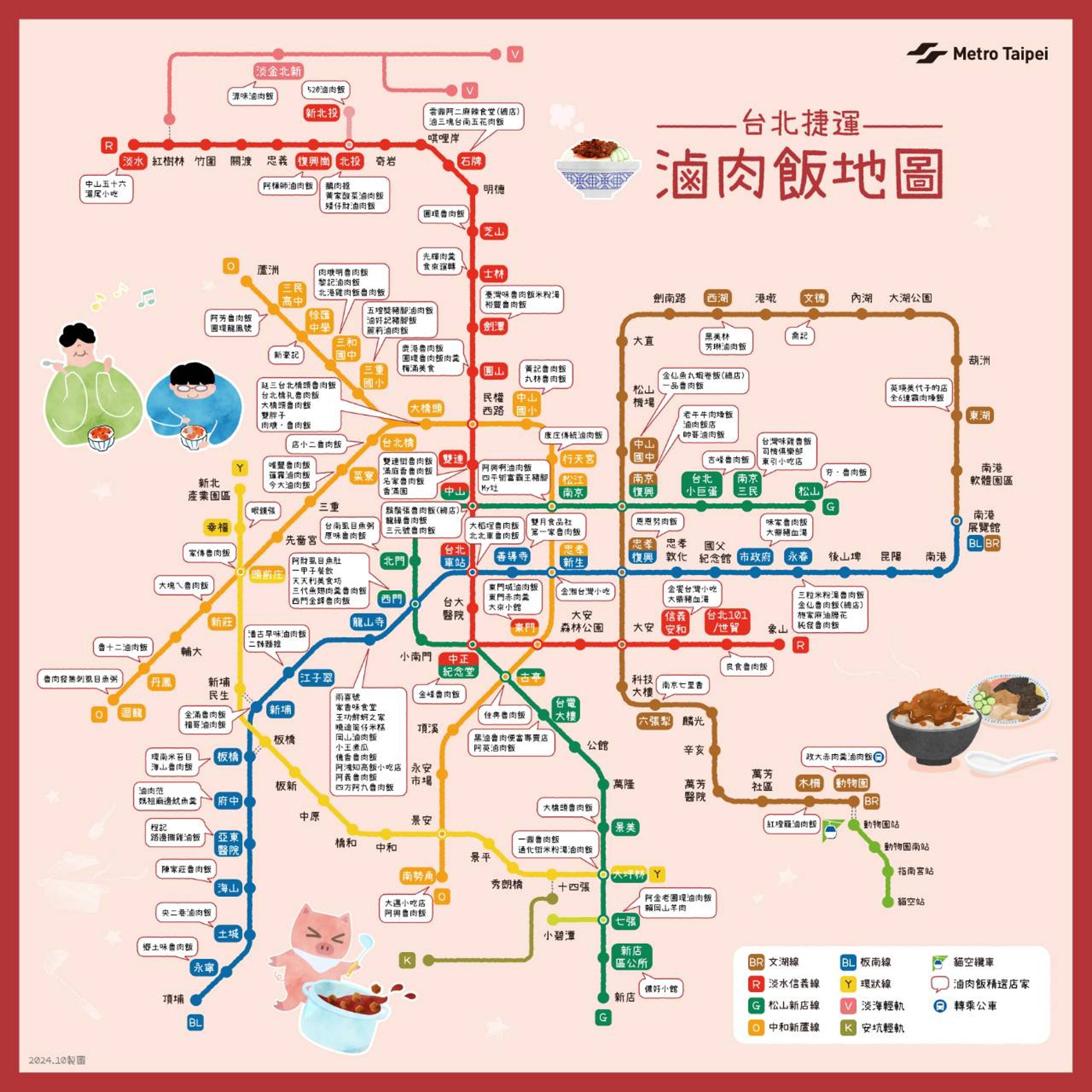 北捷整理滷肉飯地圖。（台北捷運公司提供）