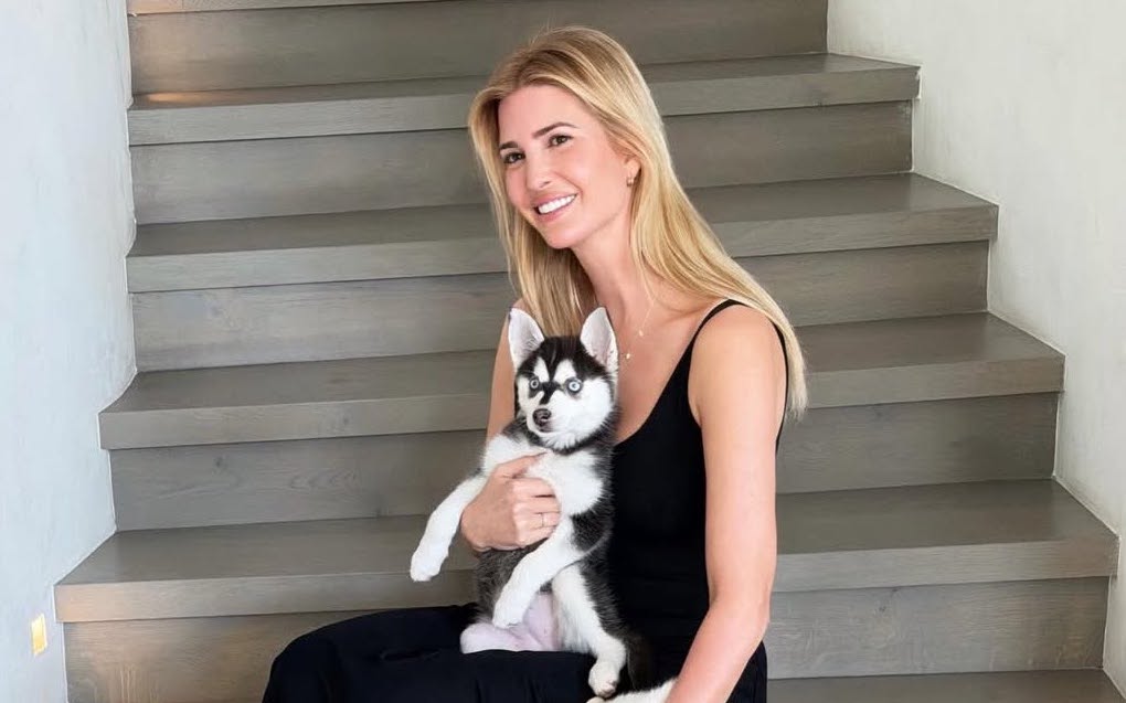 伊凡卡抱著家中新萌寵「Aspen」。（翻攝ivankatrump IG）