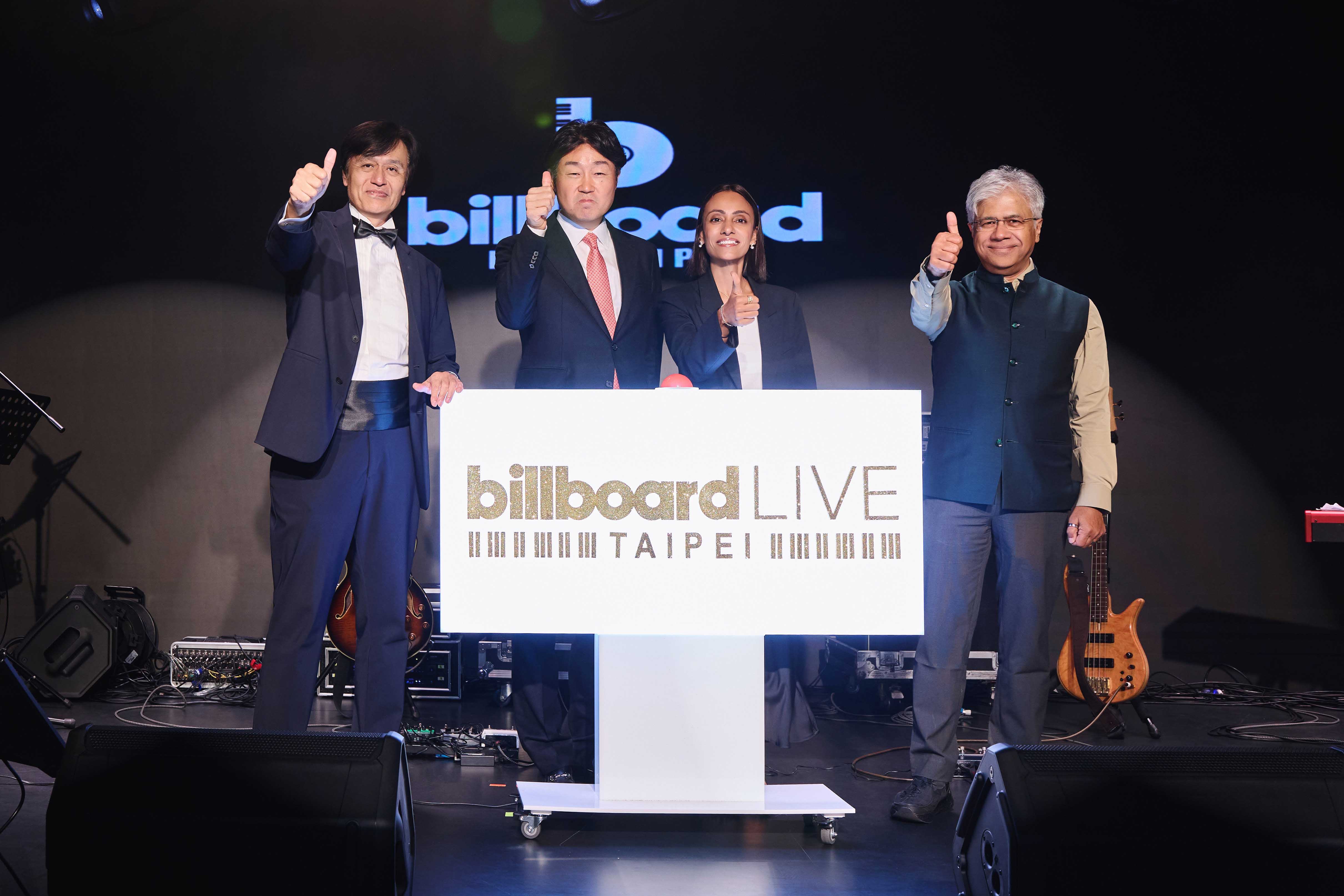 北口正人、白井浩一、Gurjeet Chima與Debashish Ghosh出席Billboard Live TAIPEI記者會。（Billboard Live TAIPEI提供）