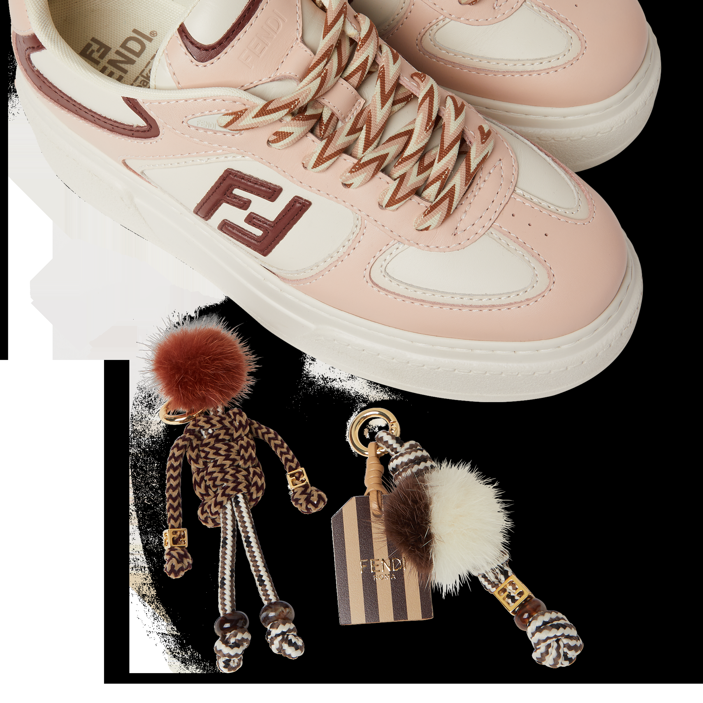 FENDI Match粉色皮革運動鞋。NT$ 47,500(FENDI提供)