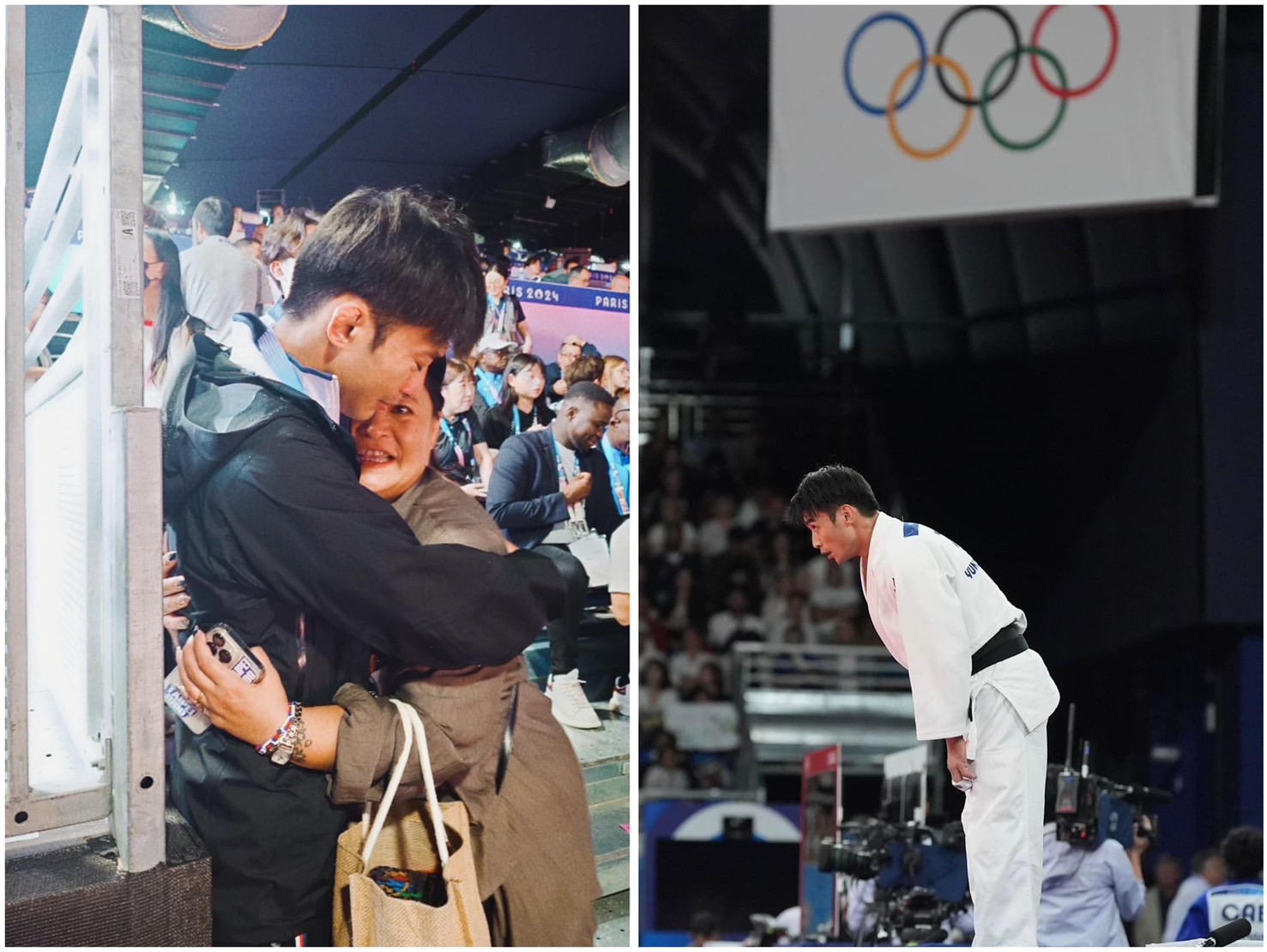 楊勇緯場下與媽媽相擁。（中華奧會提供）