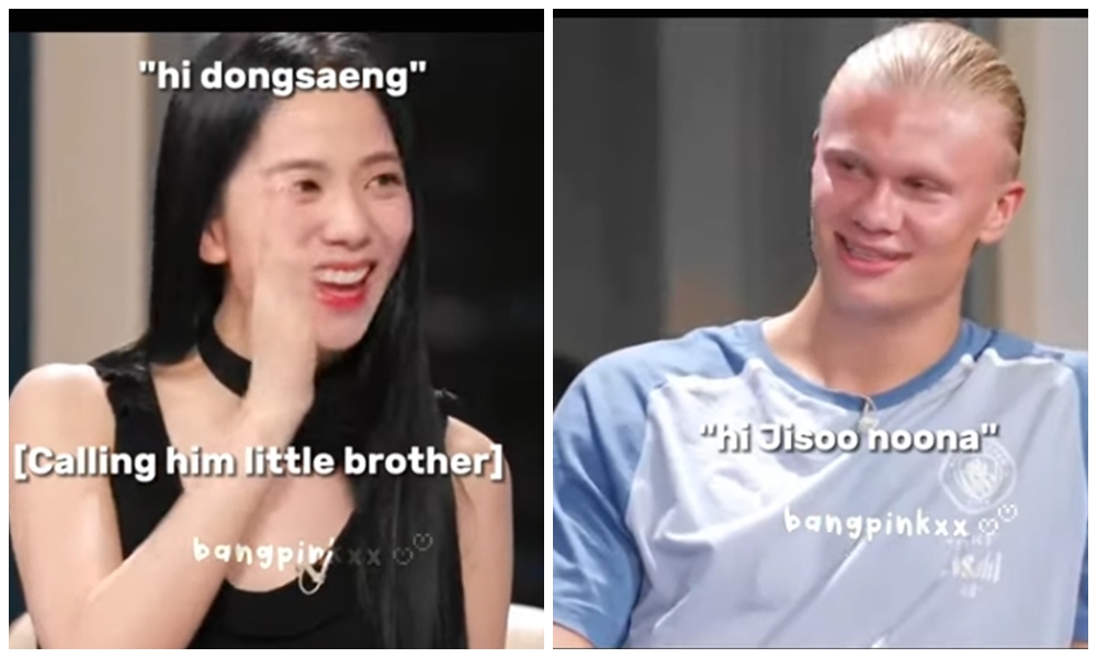 面對超級甜美的Jisoo,哈蘭德毫無抵抗能力。(翻攝自YouTube)