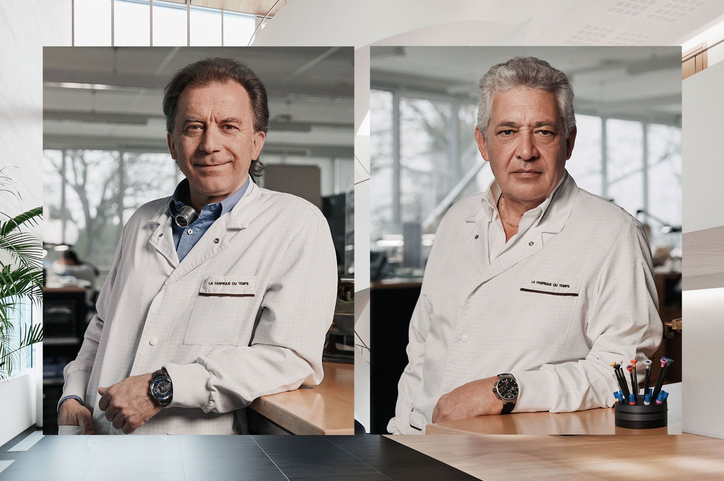 La Fabrique du Temps 由兩位資深製錶師 Michel Navas（左）與 Enrico Barbasini（右）共同領銜，專攻高複雜功能開發。