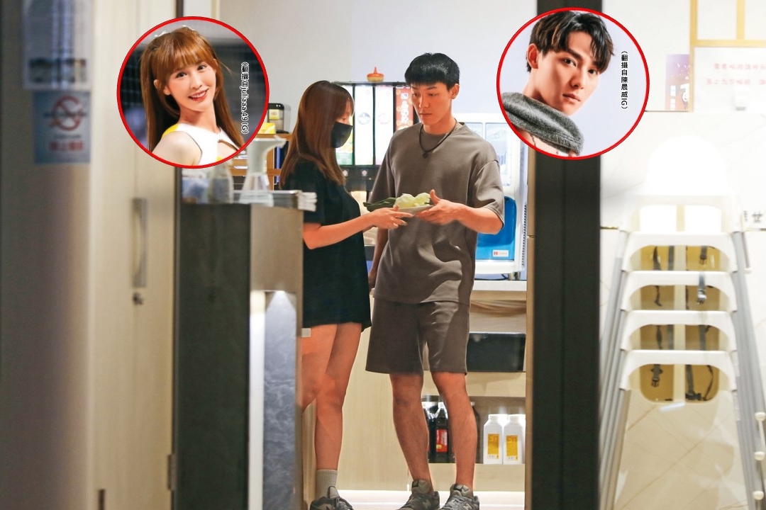 6月24日23：21，在火鍋店裡陳晨威（右）與啾啾（左）的互動平淡，而且啾啾幾近素人，一度認不出她是「女神」級的啦啦隊員。