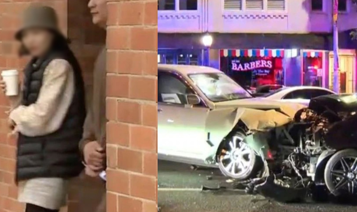 華裔女子楊蘭蘭涉嫌駕勞斯萊斯在雪梨富人區撞上賓士車，一度肇事逃逸後，又重返現場。（翻攝X@JianWuAus）