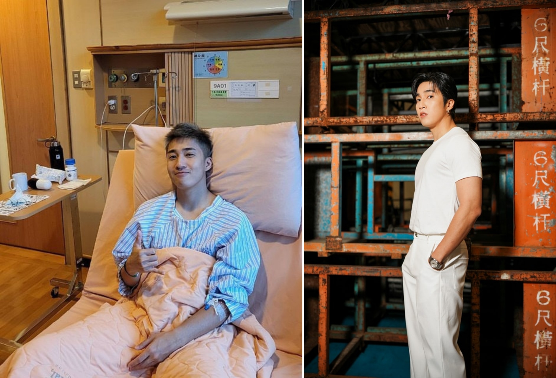 婁峻碩曝光自己免役的原因，並曬出病床照。（翻攝自Threads、臉書）