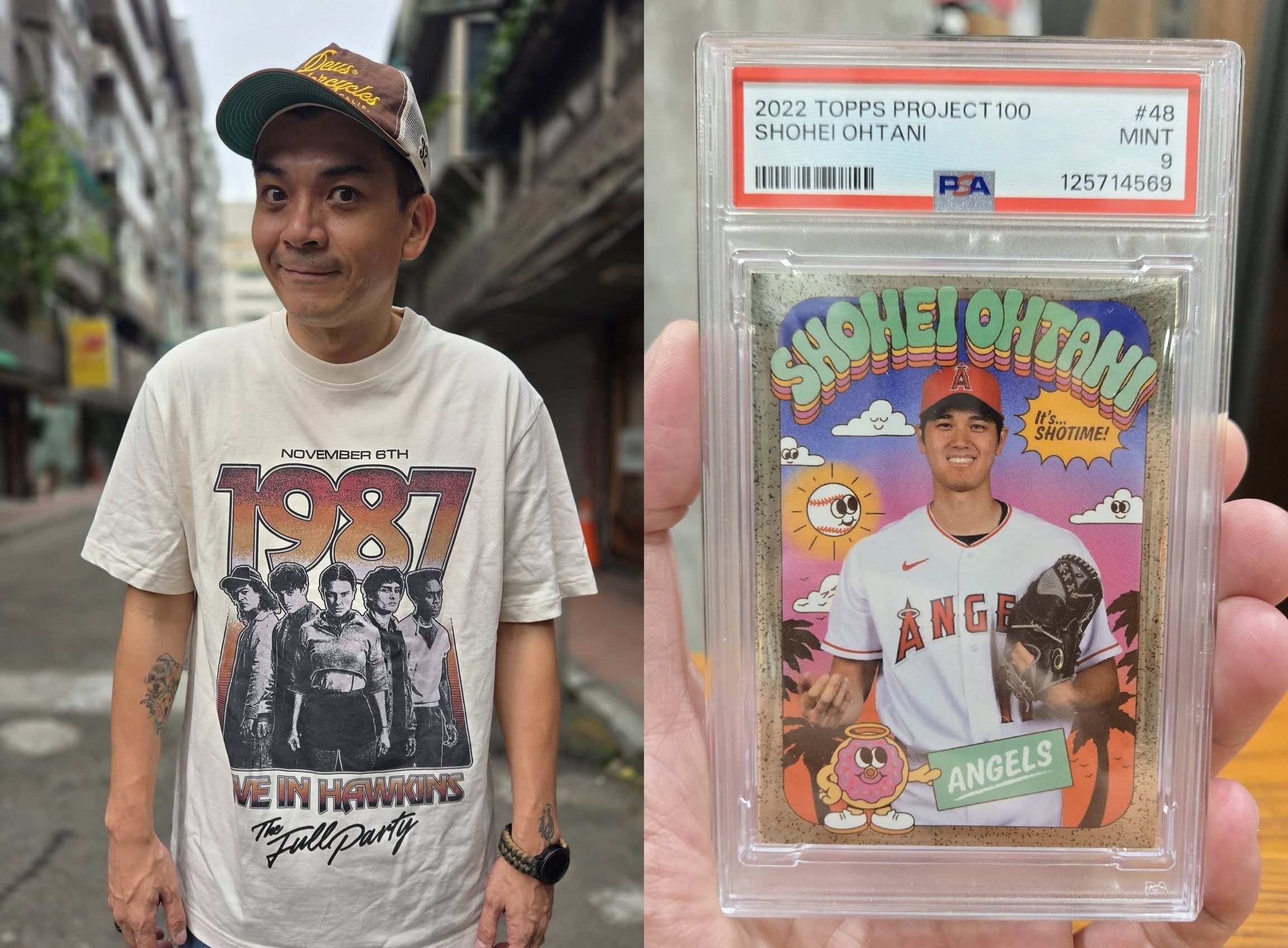 史丹利分享收藏大谷翔平球員卡的心得，笑稱自己不走投資路線，卻意外見證大谷卡片如「台積電」般的漲幅。（翻攝自臉書熱血史丹利大叔應援團）