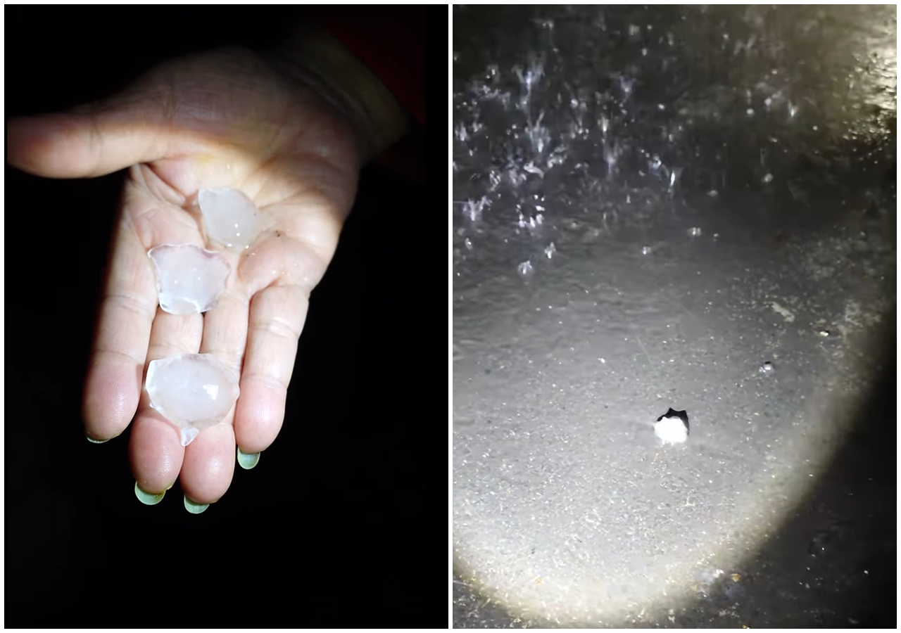 今天凌晨12點多，雙北地區有許多地區突然下起冰雹，在網路上引發熱議。（翻攝自汐止人集團臉書社團）