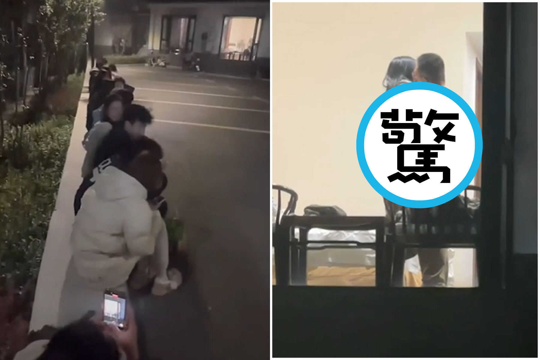 老師宿舍約砲正妹不拉窗簾，全校圍觀拍活春宮。（翻自《黑料網》）