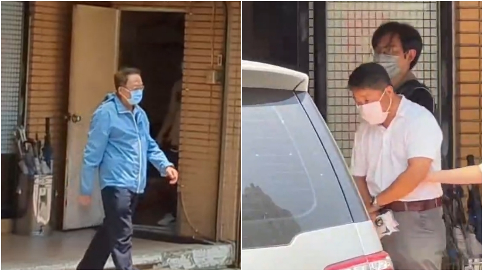 陳劍鋒（圖左）、伍康龍（圖右白襯衫者）今遭裁定「收押禁見」。