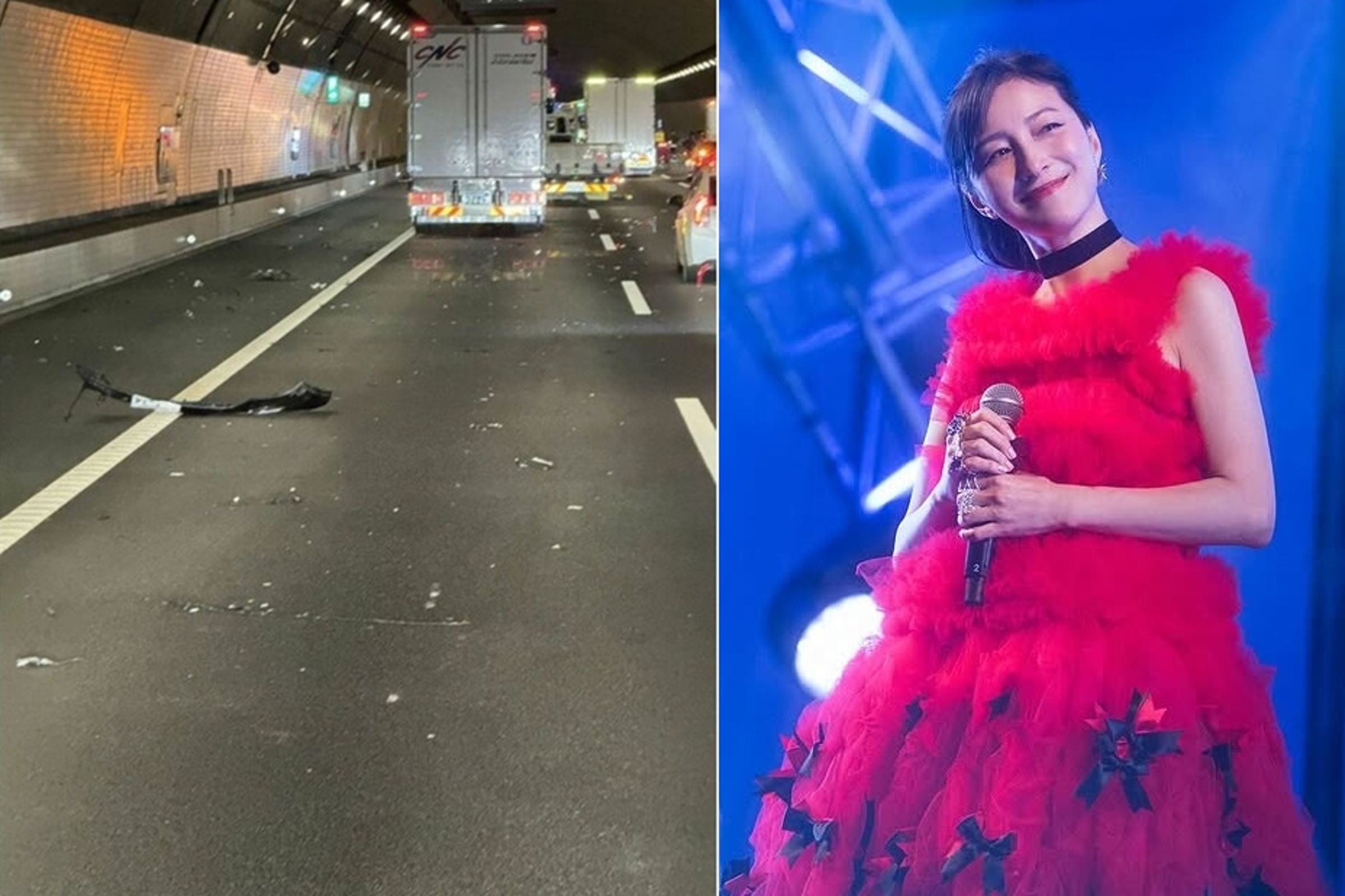 疑似廣末涼子的車禍現場照曝光，然後據稱車是她開的，乘客是男經紀人。（翻攝網路）
