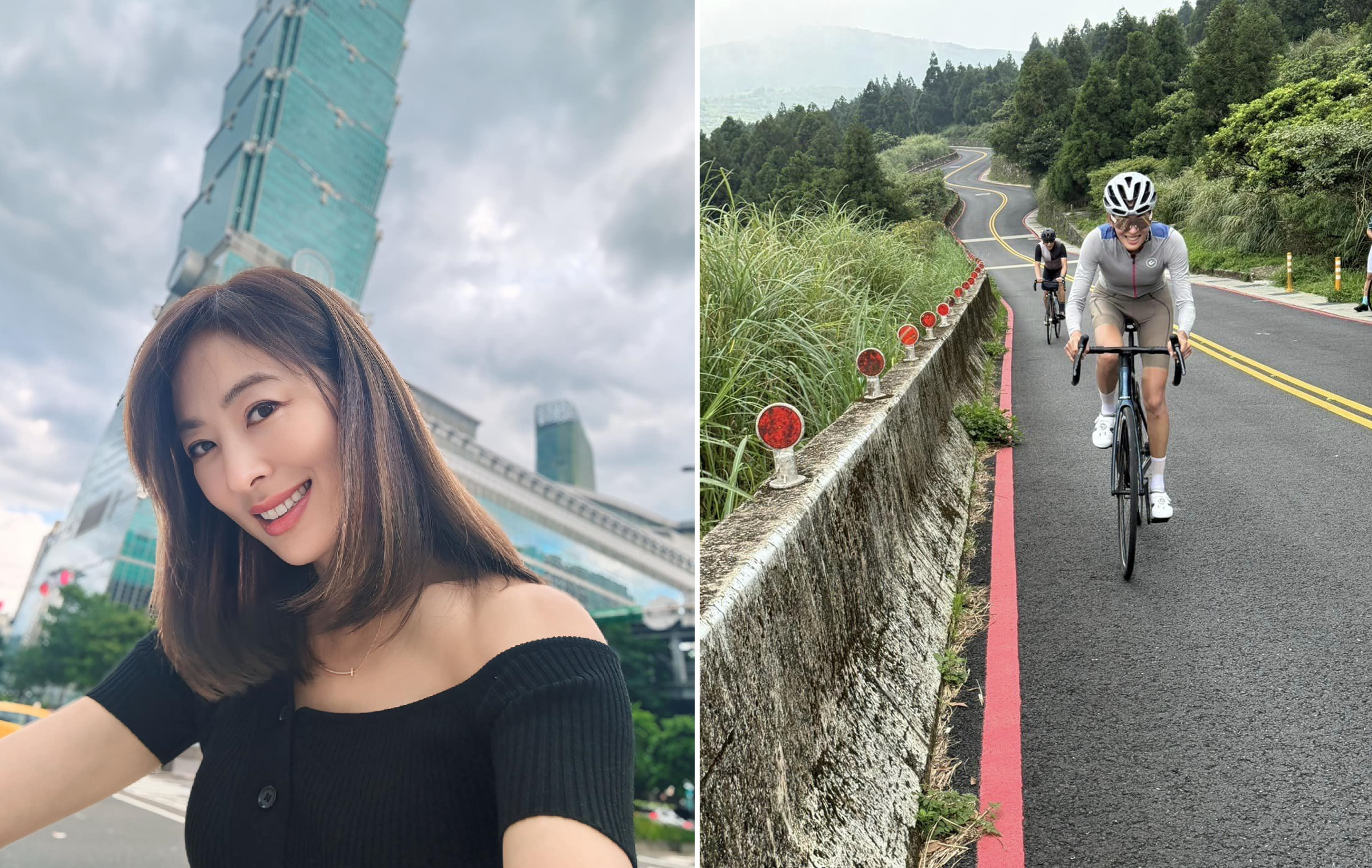 賈永婕日前在社群發文人生下半場預備備,迎接新挑戰,她週末騎車到冷水坑卻慘遇爆胎。(翻攝臉書)