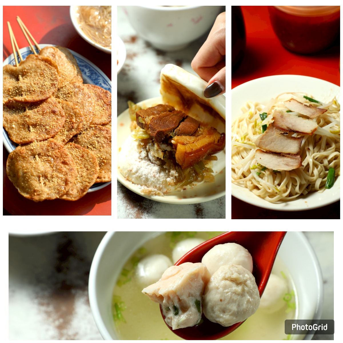 來到哈瑪星代天宮廟口廣場，必吃三家老店，從汕頭麵、刈包、肉燥飯、魚丸湯、烤黑輪，應有盡有。