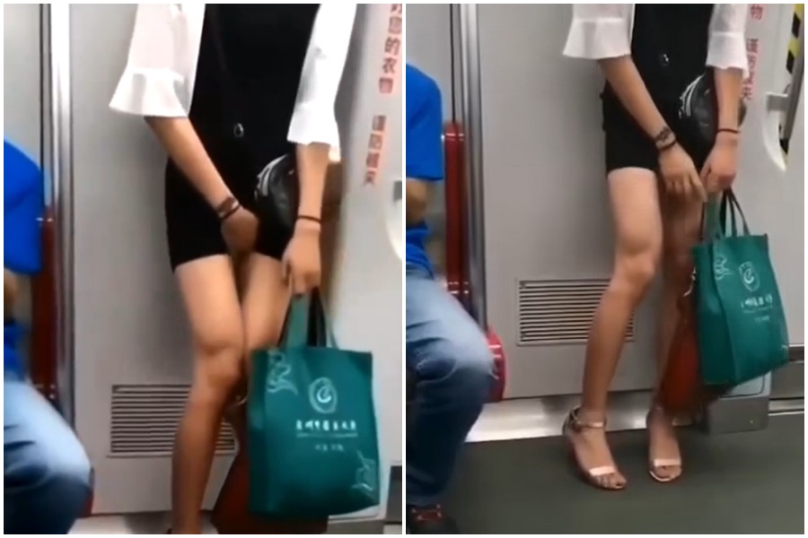 最近網路瘋傳1段不雅片，車廂內有1名短裙妹疑似將手伸至下體部位。（翻攝自X）