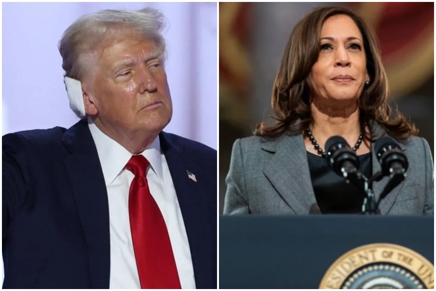 據最新民調顯示，共和黨候選人川普與民主黨賀錦麗競爭激烈，目前支持度僅相差1％。（翻攝自賀錦麗Instagram、BBC）