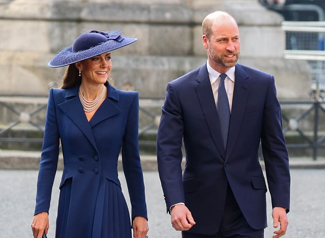 威廉王子與凱特王妃到西敏寺出席英聯邦日活動，兩人保持微笑，但鏡頭外是抗議人潮。（princeandprincessofwales IG）