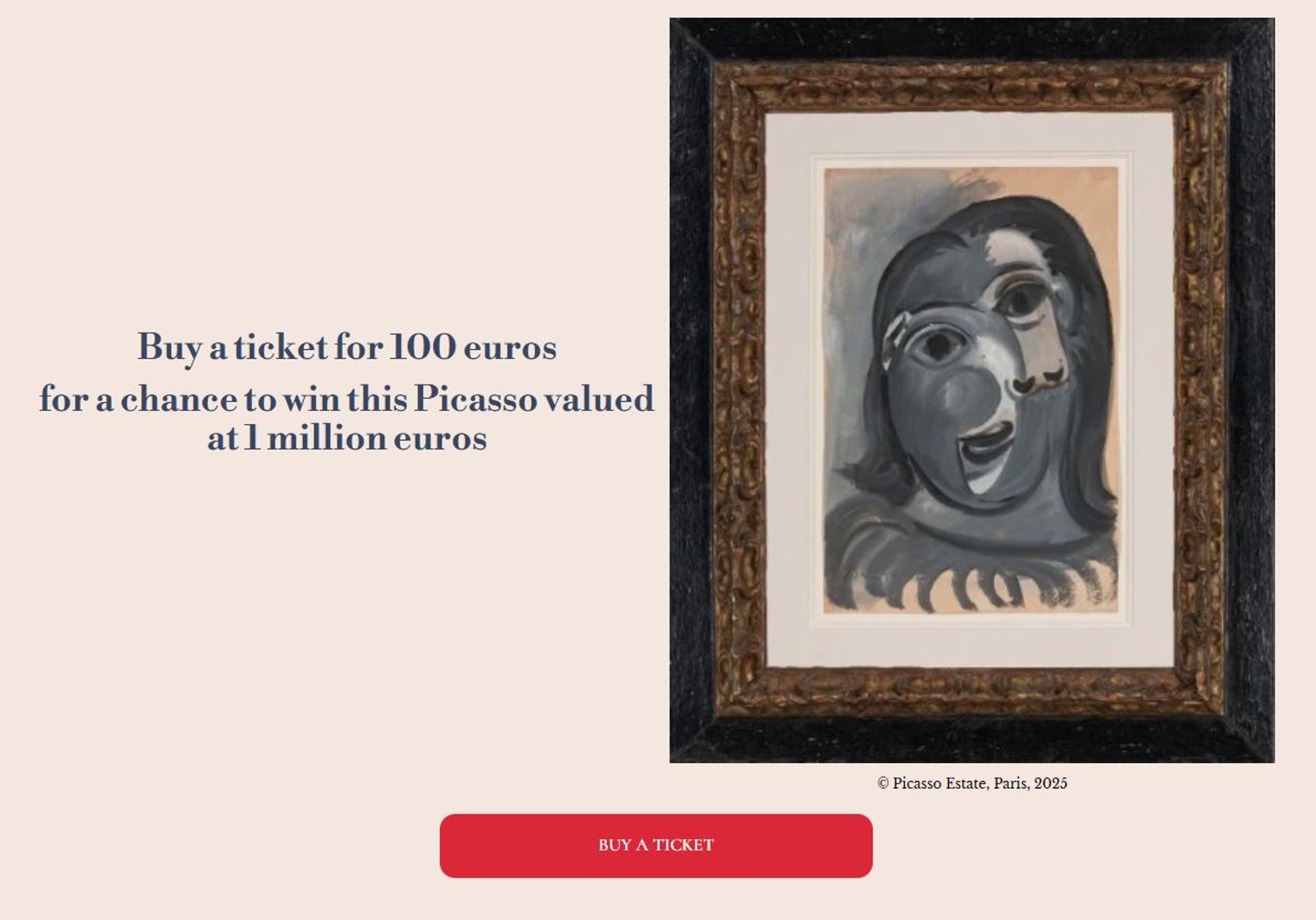 只要100歐元就有機會把畢卡索作品帶回家。(翻攝自https://1picasso100euros.com/)