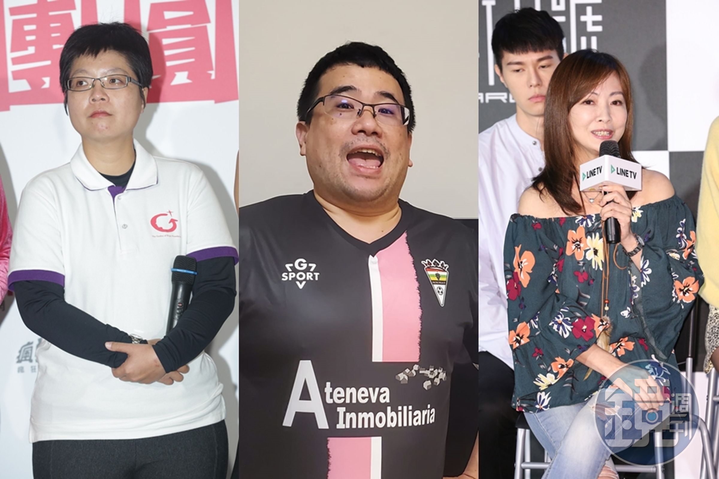 首位台灣職棒女裁判劉柏君(左起)和知名球評石明謹與女星郭昱晴都出現在這次民進黨的不分區名單。(翻攝自左岸沉思臉書;本刊資料照)