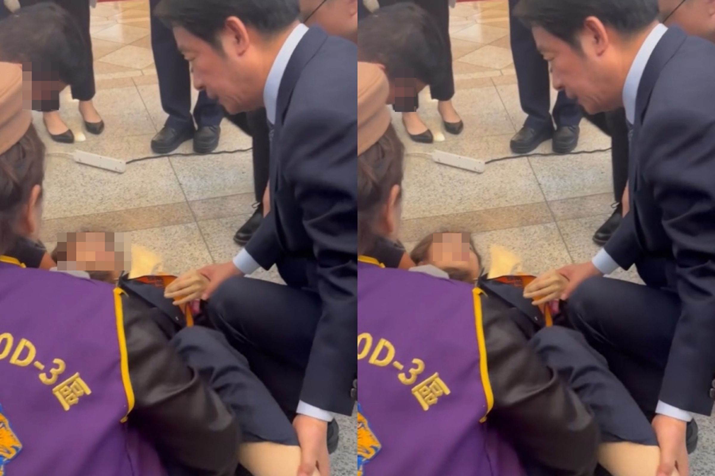 總統賴清德再次化身「賴醫師」協助昏倒婦人。(翻攝邱議瑩Threads)