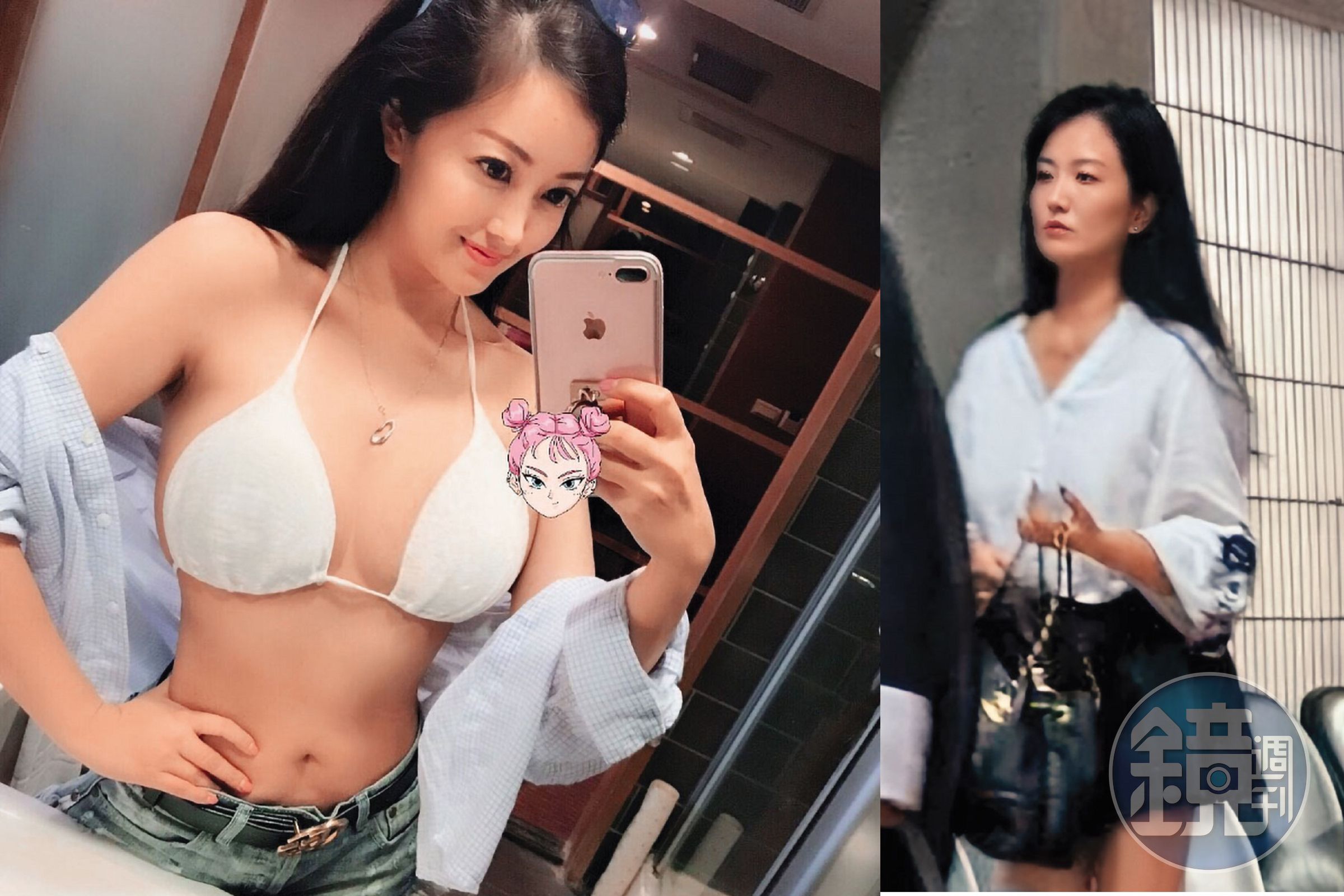 自稱台日混血的「安斉弘美」身材保養得宜，讓X先生看不出她少報年齡20歲。盧女（圖右）一身白衣黑短裙俏麗出庭，神情自若。（翻攝安斉弘美IG）