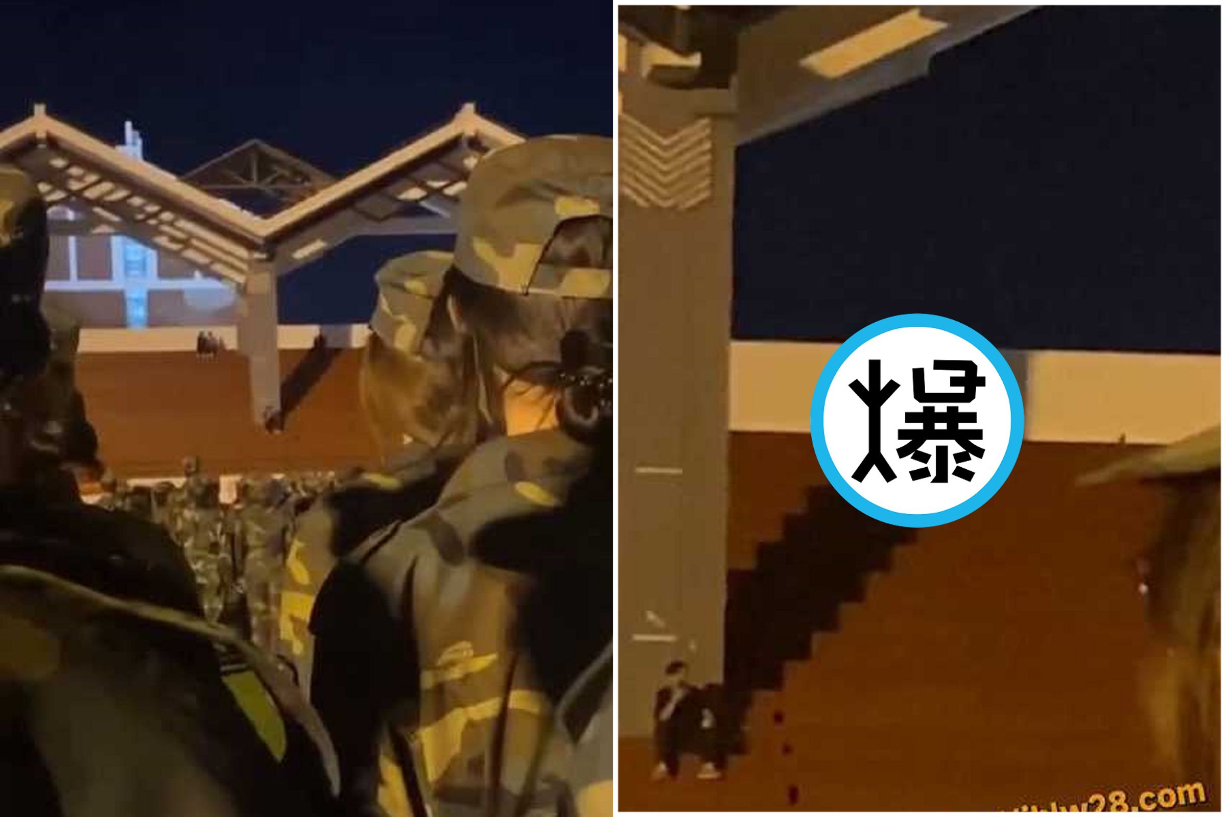 中國大一新生軍訓彩排，學生當眾「實地野戰」驚人活春宮。（翻自《黑料網》）