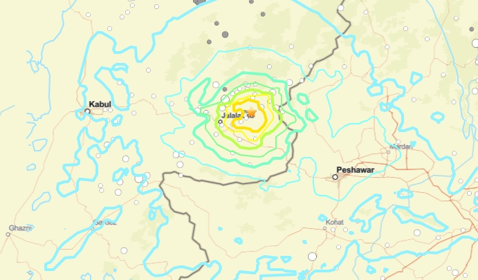 阿富汗深夜規模6.0地震強襲。（翻攝自USGS官網）