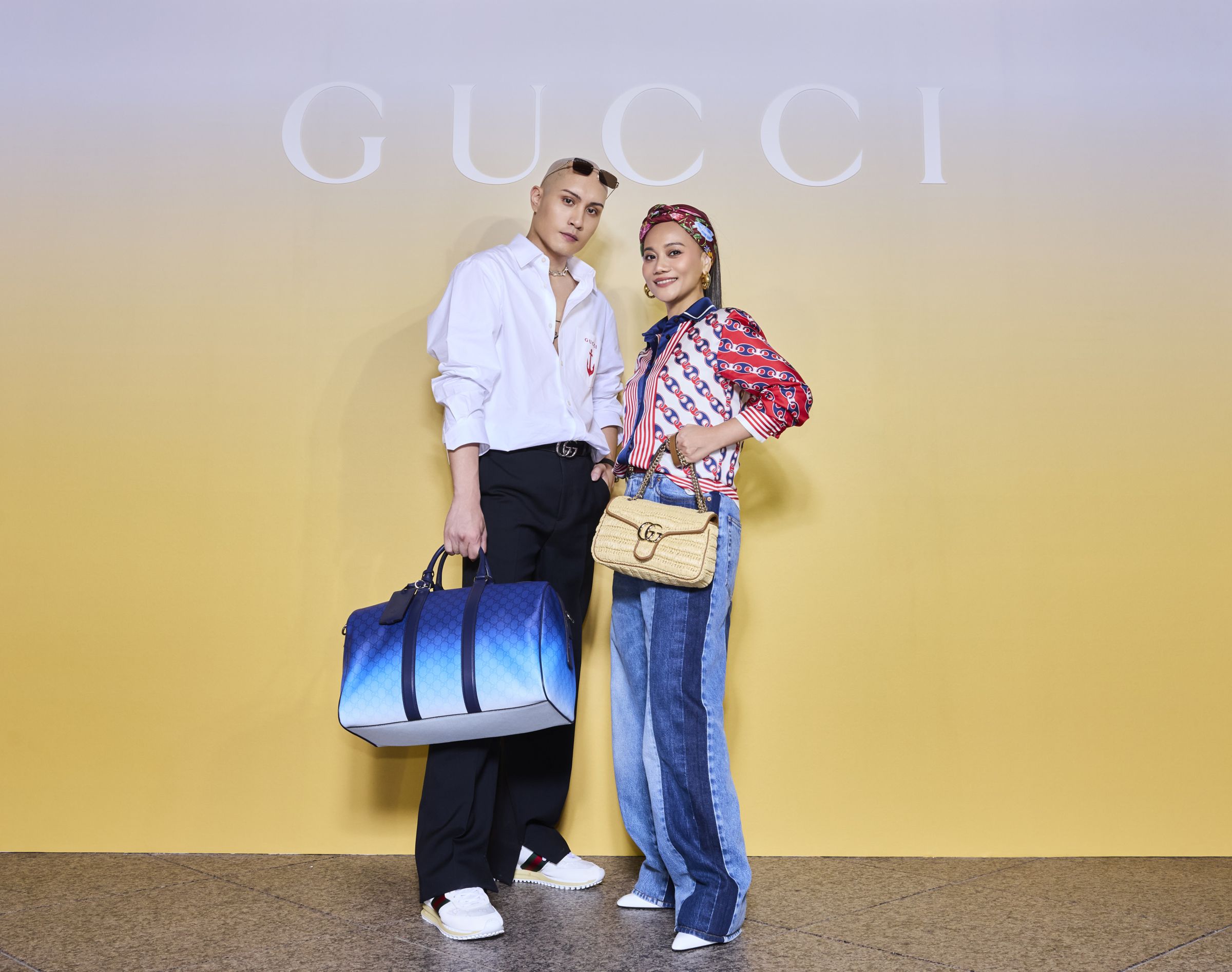 黃宣與阿爆受邀出席GUCCI Lido夏日度假系列發表。(古馳提供)