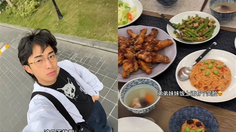 小哈利趁空檔返台，疑似庾澄慶二婚妻準備佳餚招待。（翻攝自小哈利小紅書）