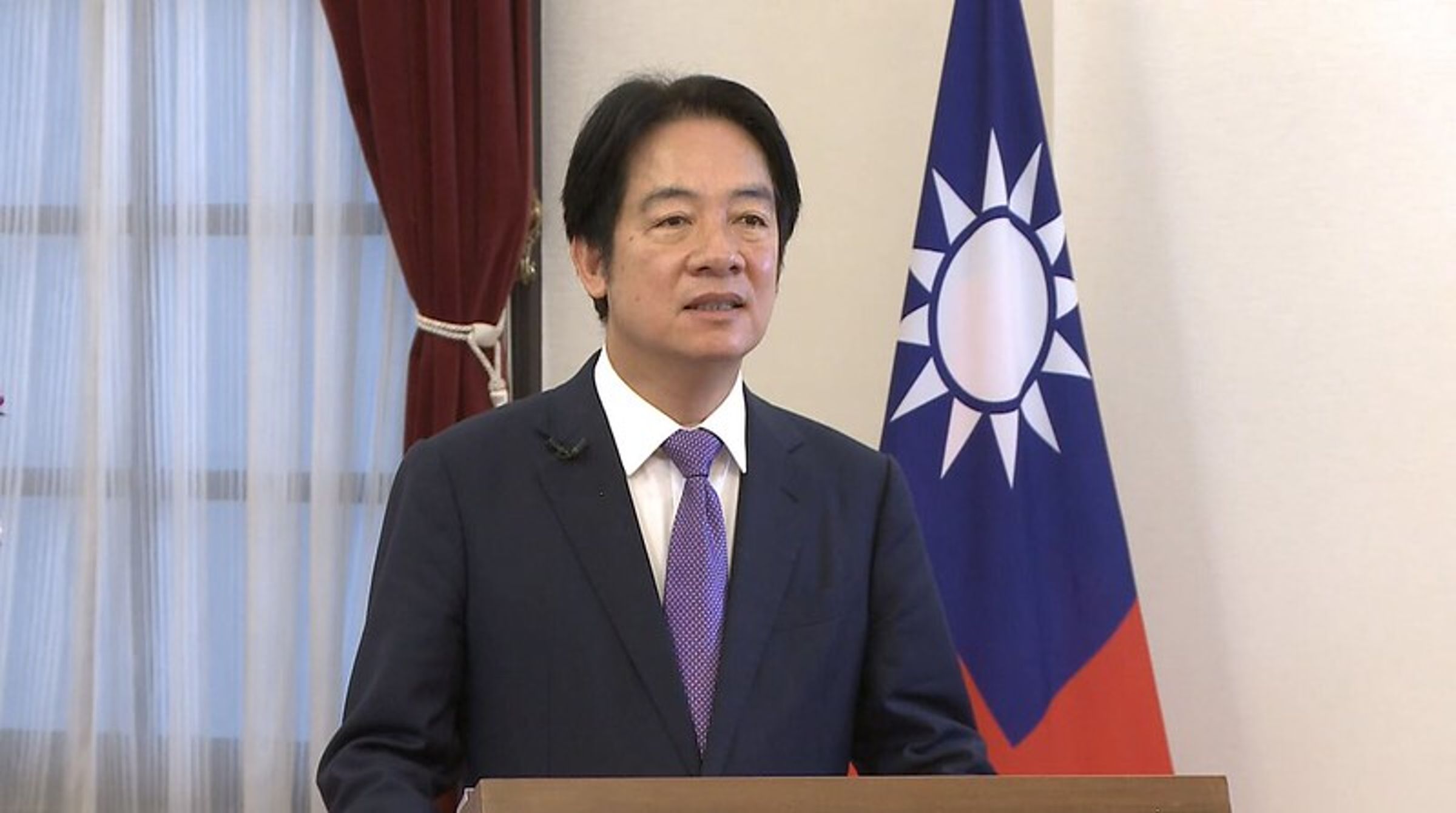賴清德錄影方式於哥本哈根民主高峰會發表演講。(總統府提供)