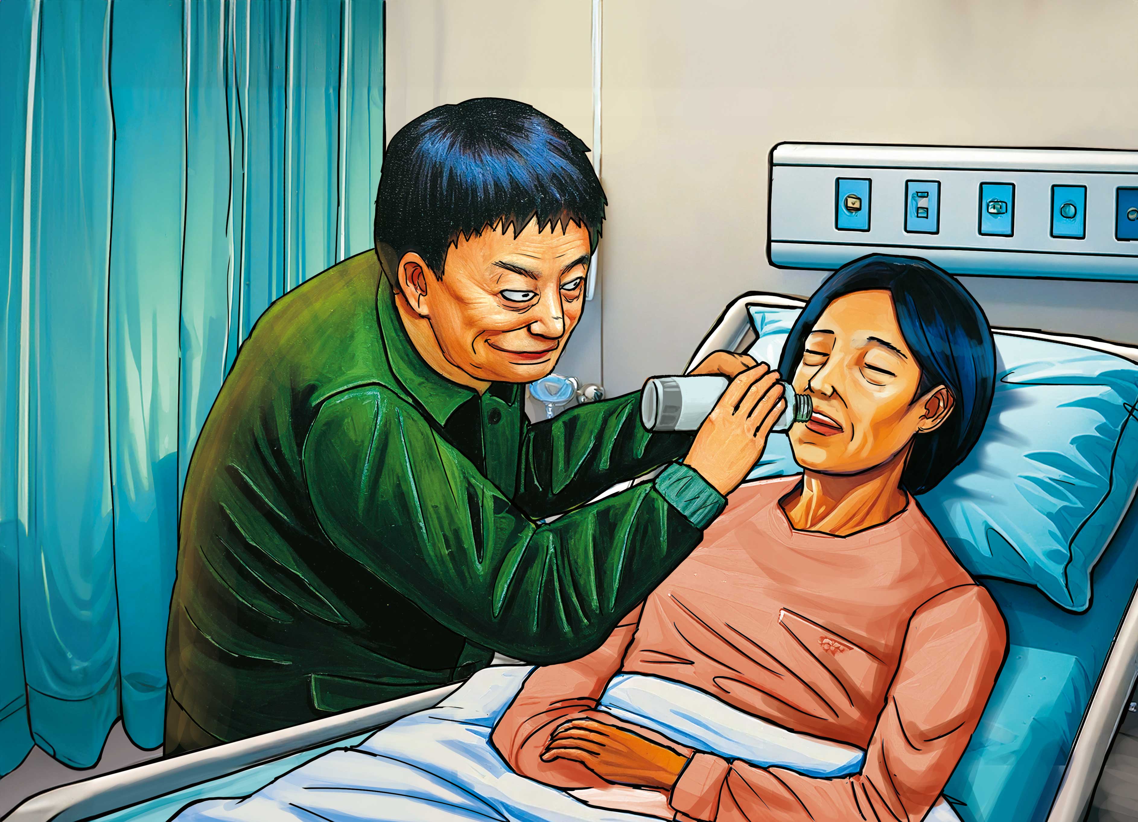 檢警懷疑，張男將含「待布卡因」成分的藥物讓妻子服用，導致妻子身亡。（AI繪圖Adobe Firefly生成，本刊美術組後製）