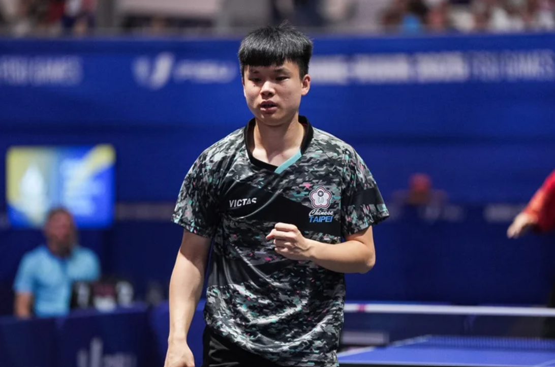 桌球好手馮翊新在男團賽拿下2點，助台灣男團拿下金牌。（大專體總提供）