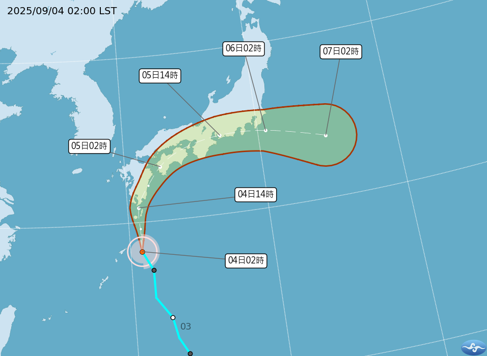 第15號颱風「琵琶」今日凌晨生成。（翻攝自中央氣象署官網）