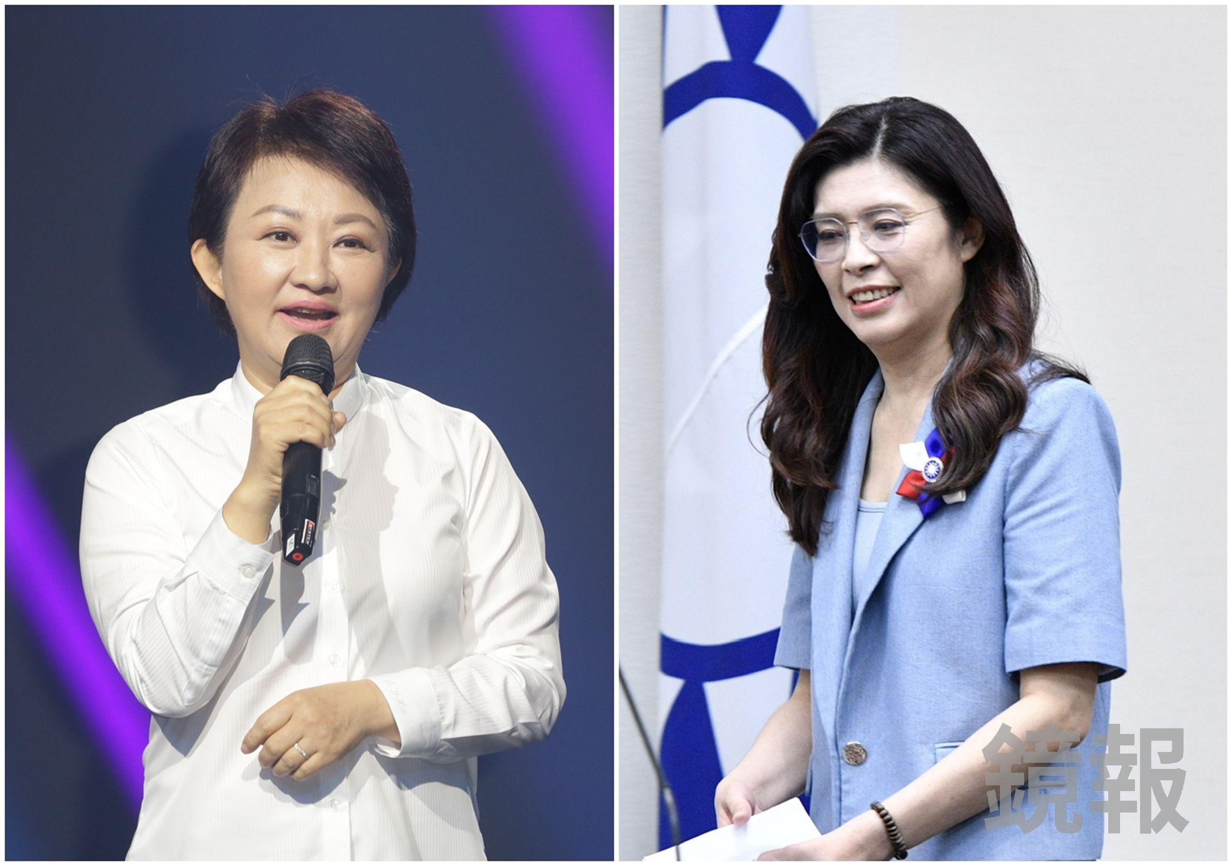 台中市長盧秀燕（左）表態支持國防軍購案後，國民黨主席鄭麗文（右）今拋出「鄭習會」震撼彈，消息曝光引起外界熱議。（合成照，攝影組／鏡報李智為攝）