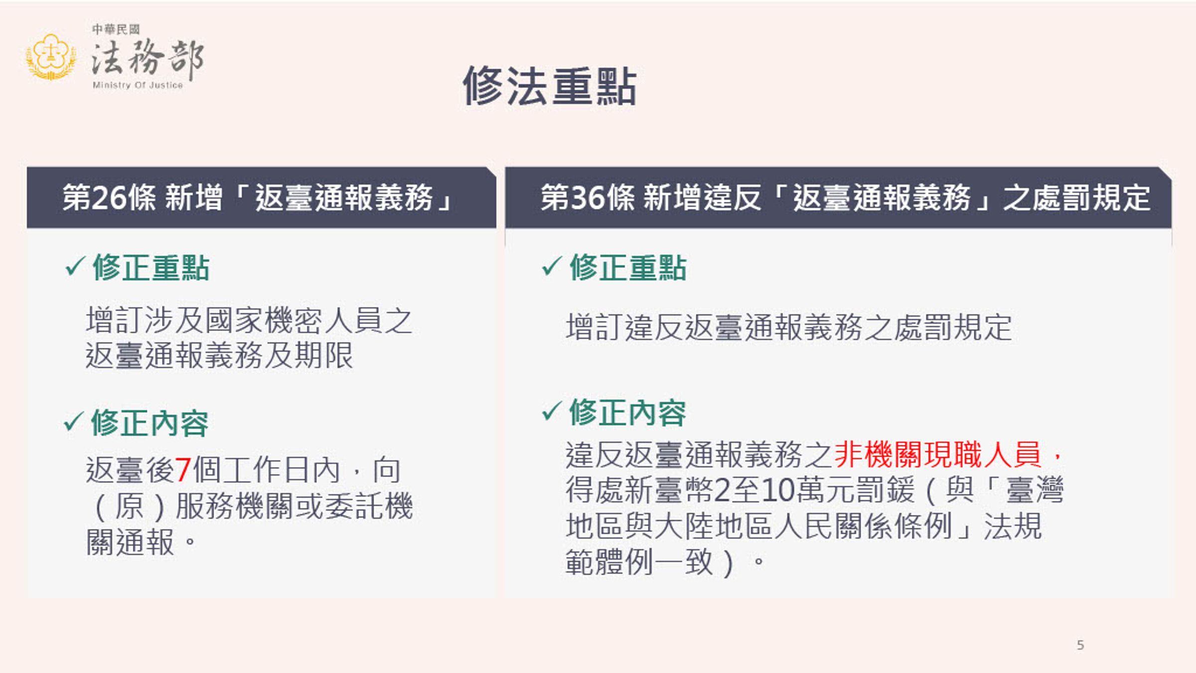 法務部報告《國家機密保護法》修法重點。(行政院提供)