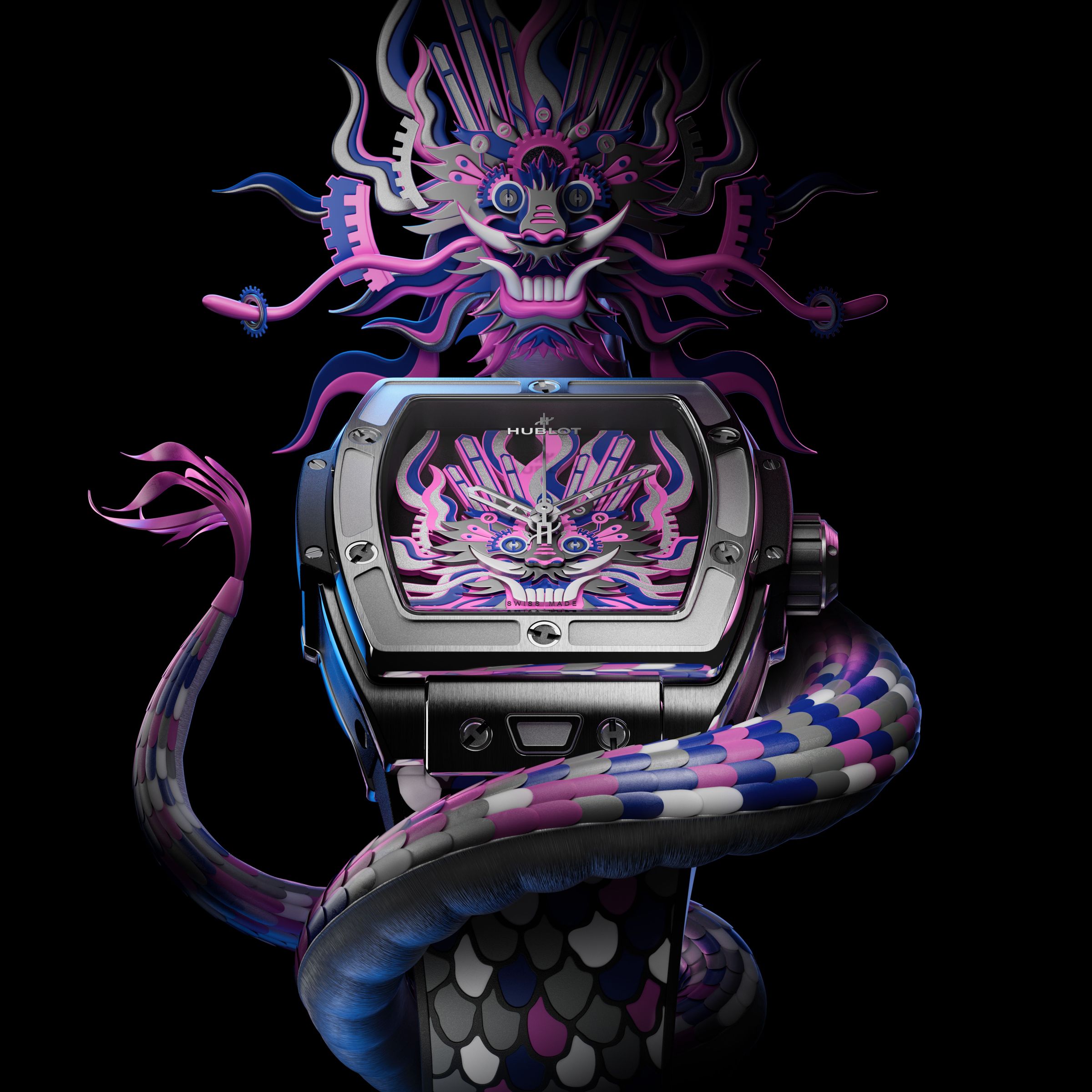 宇舶的Spirit of Big Bang鈦金腕錶龍年限量款，限量88只，定價NT$916,000。
