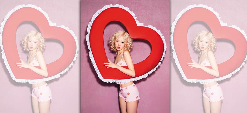 BLACKPINK Rosé為Skims演繹情人節新裝，甜到不行。唇印居家套裝。NT$2,300 （翻攝自Skims IG）